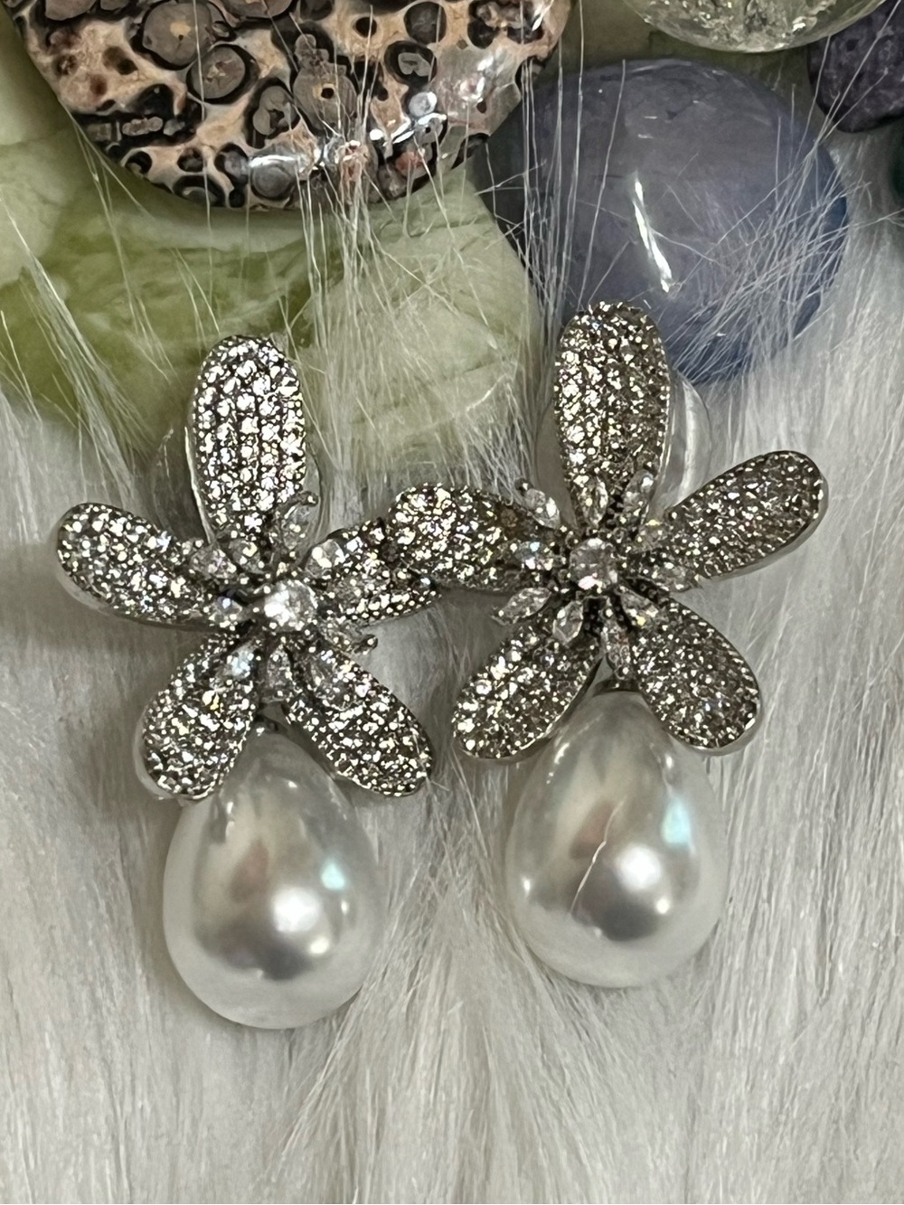 Sparkling 3D Flower Earrings
